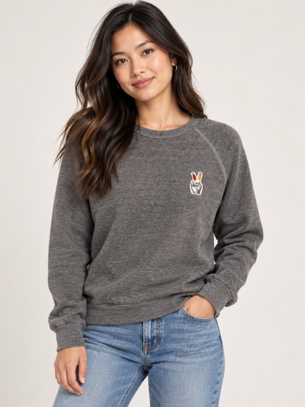 Yoki's Garden USC Trojans Fight On Gray Raglan Crewneck Sweatshirt Size Small